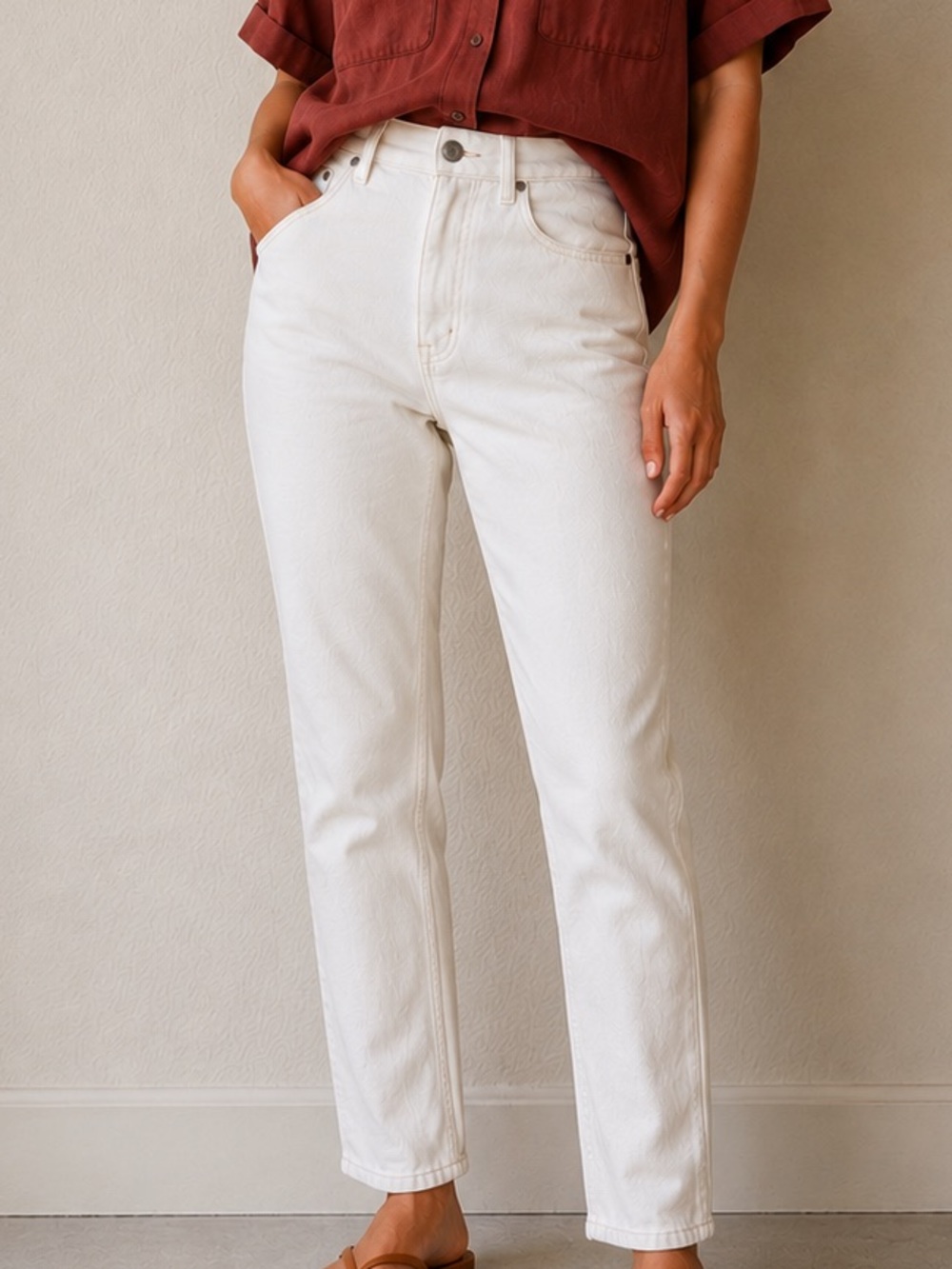 Everlane The ’90s Cheeky Jean White Organic Cotton Straight Leg Jeans Size 26